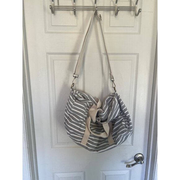 Know Supply Blue Striped Cotton Canvas Weekender Duffle Bag - Picture 5 of 10